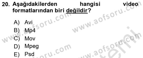 Dijital Görüntüleme İşleme Yöntemleri Dersi 2024 - 2025 Yılı (Vize) Ara Sınav Soruları 20. Soru