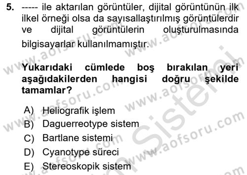 Dijital Görüntüleme İşleme Yöntemleri Dersi 2024 - 2025 Yılı (Vize) Ara Sınav Soruları 5. Soru
