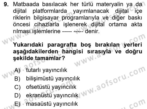 Dijital Görüntüleme İşleme Yöntemleri Dersi 2024 - 2025 Yılı (Vize) Ara Sınav Soruları 9. Soru