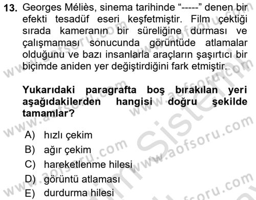 Dijital Görüntüleme İşleme Yöntemleri Dersi 2024 - 2025 Yılı (Final) Dönem Sonu Sınav Soruları 13. Soru