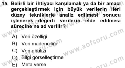 Dijital Görüntüleme İşleme Yöntemleri Dersi 2024 - 2025 Yılı Yaz Okulu Sınav Soruları 15. Soru