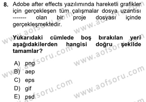 Dijital Görüntüleme İşleme Yöntemleri Dersi 2024 - 2025 Yılı Yaz Okulu Sınav Soruları 8. Soru