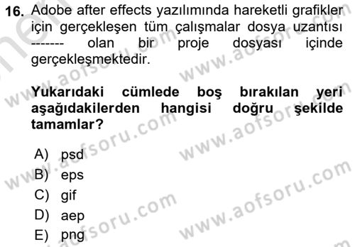 Dijital Görüntüleme İşleme Yöntemleri Dersi 2025 - 2026 Yılı (Vize) Ara Sınav Soruları 16. Soru