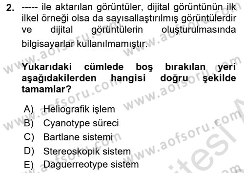 Dijital Görüntüleme İşleme Yöntemleri Dersi 2025 - 2026 Yılı (Vize) Ara Sınav Soruları 2. Soru