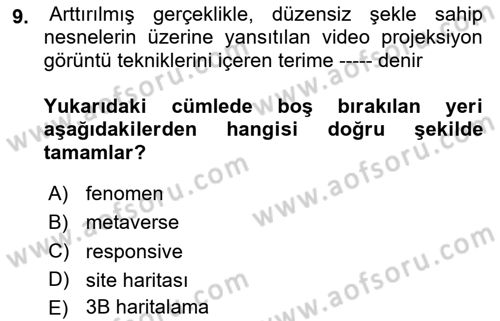 Dijital Görüntüleme İşleme Yöntemleri Dersi 2025 - 2026 Yılı (Vize) Ara Sınav Soruları 9. Soru