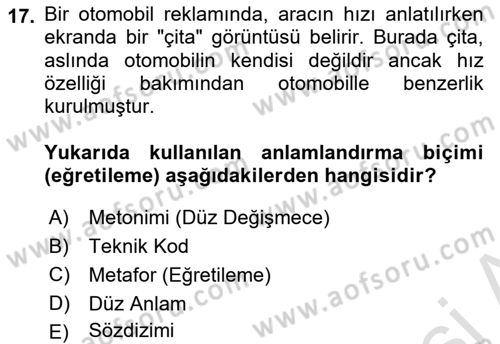 Dijital Görüntüleme İşleme Yöntemleri Dersi 2025 - 2026 Yılı (Final) Dönem Sonu Sınav Soruları 17. Soru