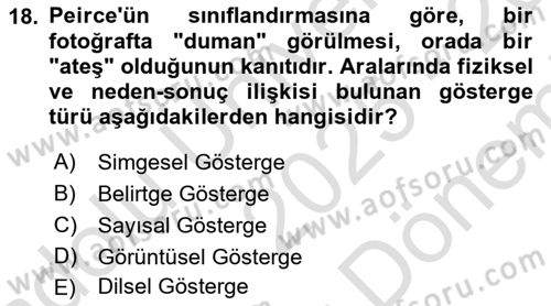 Dijital Görüntüleme İşleme Yöntemleri Dersi 2025 - 2026 Yılı (Final) Dönem Sonu Sınav Soruları 18. Soru