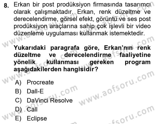 Dijital Görüntüleme İşleme Yöntemleri Dersi 2025 - 2026 Yılı (Final) Dönem Sonu Sınav Soruları 8. Soru