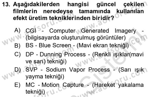 Dijital Görüntüleme İşleme Yöntemleri Dersi 2025 - 2026 Yılı Yaz Okulu Sınav Soruları 13. Soru