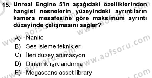 Dijital Görüntüleme İşleme Yöntemleri Dersi 2025 - 2026 Yılı Yaz Okulu Sınav Soruları 15. Soru