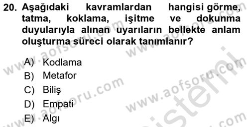 Dijital Görüntüleme İşleme Yöntemleri Dersi 2025 - 2026 Yılı Yaz Okulu Sınav Soruları 20. Soru