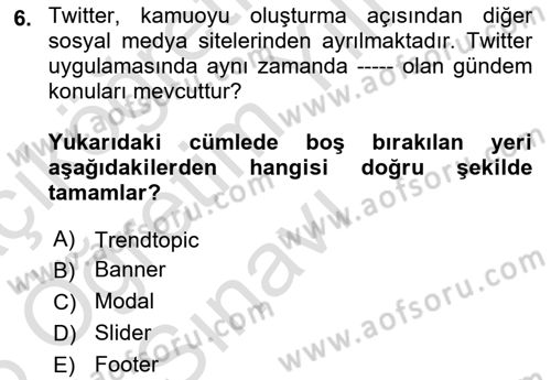 Dijital Görüntüleme İşleme Yöntemleri Dersi 2025 - 2026 Yılı Yaz Okulu Sınav Soruları 6. Soru