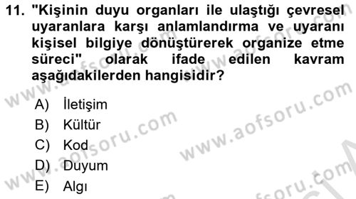 Görsel İletişim Ve Kuramları Dersi 2023 - 2024 Yılı (Vize) Ara Sınav Soruları 11. Soru