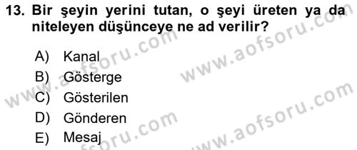 Görsel İletişim Ve Kuramları Dersi 2023 - 2024 Yılı (Vize) Ara Sınav Soruları 13. Soru