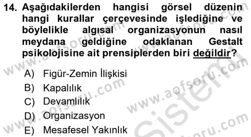 Görsel İletişim Ve Kuramları Dersi 2023 - 2024 Yılı (Vize) Ara Sınav Soruları 14. Soru