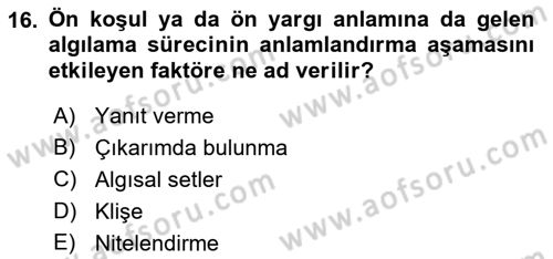 Görsel İletişim Ve Kuramları Dersi 2023 - 2024 Yılı (Vize) Ara Sınav Soruları 16. Soru