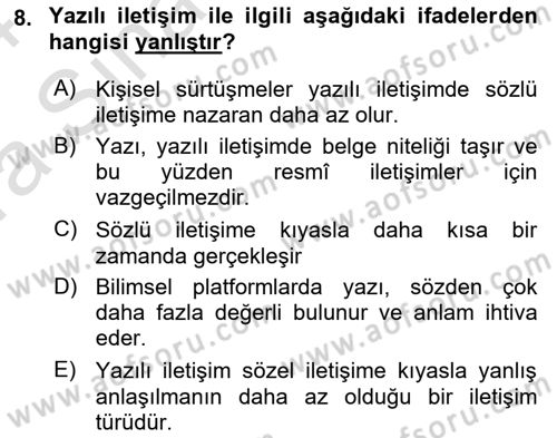 Görsel İletişim Ve Kuramları Dersi 2023 - 2024 Yılı (Vize) Ara Sınav Soruları 8. Soru