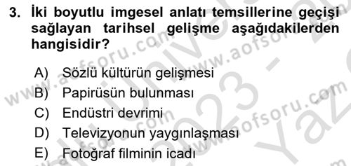 Görsel İletişim Ve Kuramları Dersi 2023 - 2024 Yılı Yaz Okulu Sınav Soruları 3. Soru