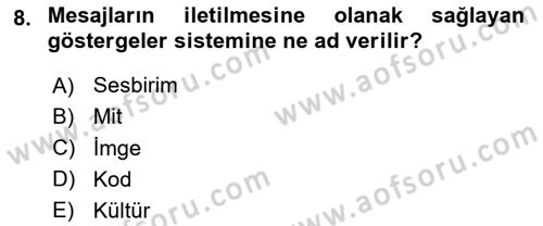 Görsel İletişim Ve Kuramları Dersi 2023 - 2024 Yılı Yaz Okulu Sınav Soruları 8. Soru