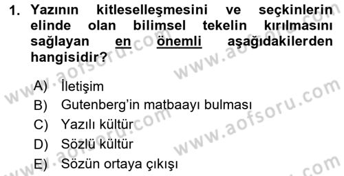 Görsel İletişim Ve Kuramları Dersi 2024 - 2025 Yılı (Vize) Ara Sınav Soruları 1. Soru