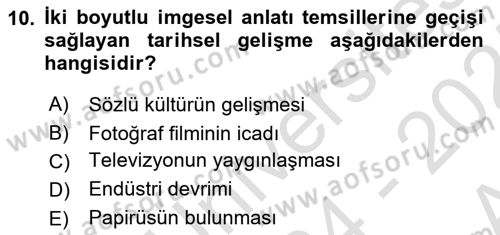 Görsel İletişim Ve Kuramları Dersi 2024 - 2025 Yılı (Vize) Ara Sınav Soruları 10. Soru