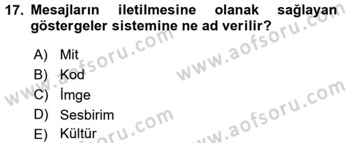 Görsel İletişim Ve Kuramları Dersi 2024 - 2025 Yılı (Vize) Ara Sınav Soruları 17. Soru