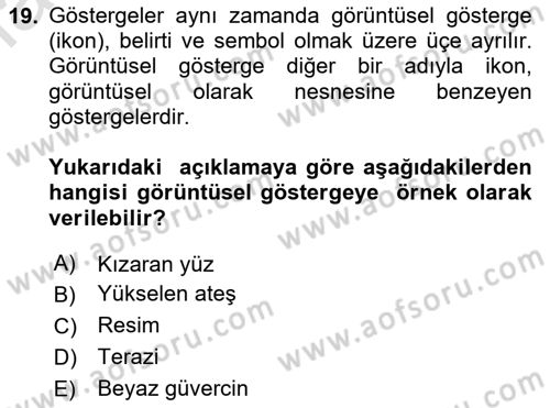 Görsel İletişim Ve Kuramları Dersi 2024 - 2025 Yılı (Vize) Ara Sınav Soruları 19. Soru