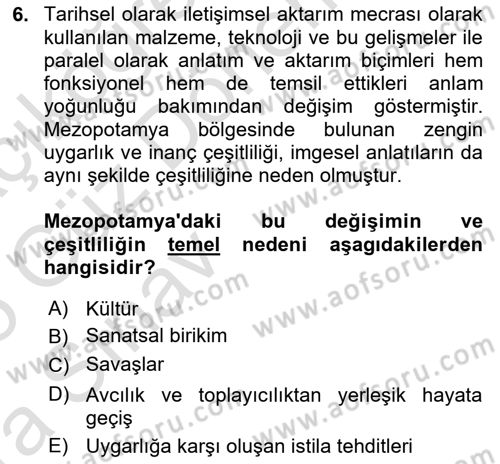 Görsel İletişim Ve Kuramları Dersi 2024 - 2025 Yılı (Vize) Ara Sınav Soruları 6. Soru