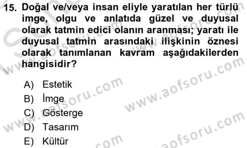 Görsel İletişim Ve Kuramları Dersi 2024 - 2025 Yılı (Final) Dönem Sonu Sınav Soruları 15. Soru