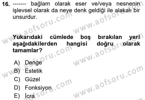 Görsel İletişim Ve Kuramları Dersi 2024 - 2025 Yılı (Final) Dönem Sonu Sınav Soruları 16. Soru