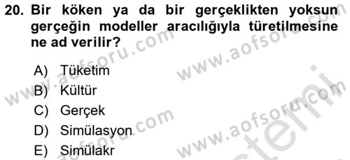Görsel İletişim Ve Kuramları Dersi 2024 - 2025 Yılı (Final) Dönem Sonu Sınav Soruları 20. Soru