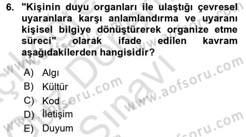 Görsel İletişim Ve Kuramları Dersi 2024 - 2025 Yılı (Final) Dönem Sonu Sınav Soruları 6. Soru