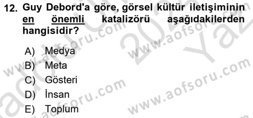 Görsel İletişim Ve Kuramları Dersi 2024 - 2025 Yılı Yaz Okulu Sınav Soruları 12. Soru