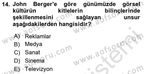 Görsel İletişim Ve Kuramları Dersi 2024 - 2025 Yılı Yaz Okulu Sınav Soruları 14. Soru