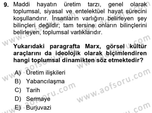 Görsel İletişim Ve Kuramları Dersi 2024 - 2025 Yılı Yaz Okulu Sınav Soruları 9. Soru
