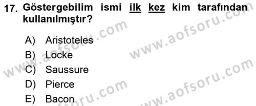 Görsel İletişim Ve Kuramları Dersi 2025 - 2026 Yılı (Vize) Ara Sınav Soruları 17. Soru