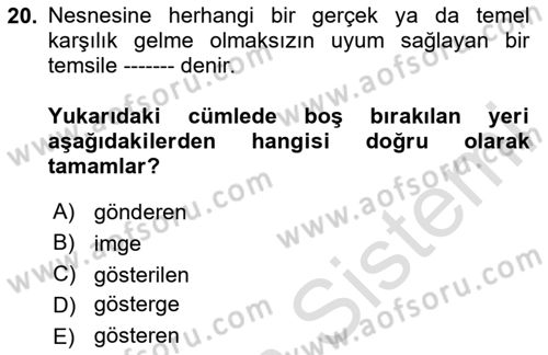 Görsel İletişim Ve Kuramları Dersi 2025 - 2026 Yılı (Vize) Ara Sınav Soruları 20. Soru