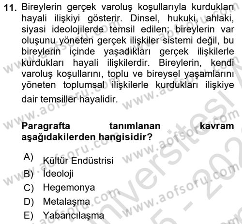Görsel İletişim Ve Kuramları Dersi 2025 - 2026 Yılı (Final) Dönem Sonu Sınav Soruları 11. Soru