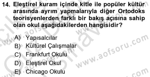 Görsel İletişim Ve Kuramları Dersi 2025 - 2026 Yılı (Final) Dönem Sonu Sınav Soruları 14. Soru