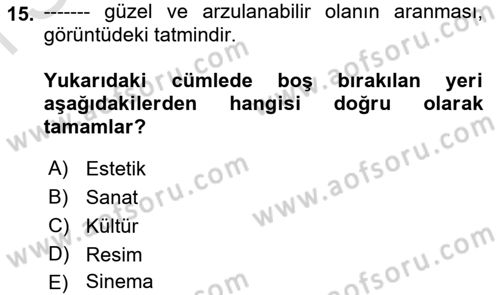 Görsel İletişim Ve Kuramları Dersi 2025 - 2026 Yılı (Final) Dönem Sonu Sınav Soruları 15. Soru