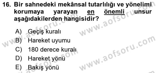 Dijital Video Kurgu Ve Efekt Dersi 2023 - 2024 Yılı (Vize) Ara Sınav Soruları 16. Soru