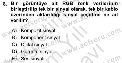 Dijital Video Kurgu Ve Efekt Dersi 2023 - 2024 Yılı (Vize) Ara Sınav Soruları 8. Soru
