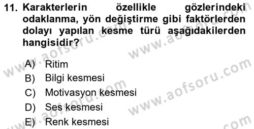 Dijital Video Kurgu Ve Efekt Dersi 2023 - 2024 Yılı (Final) Dönem Sonu Sınav Soruları 11. Soru