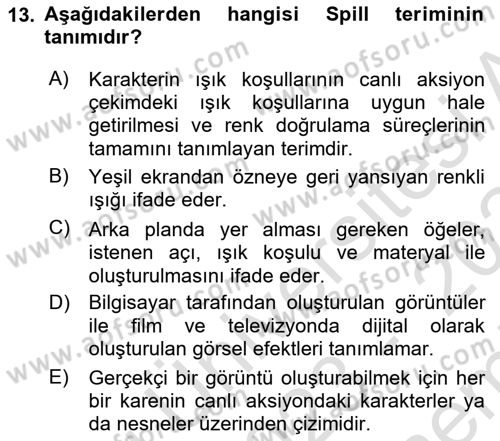 Dijital Video Kurgu Ve Efekt Dersi 2023 - 2024 Yılı (Final) Dönem Sonu Sınav Soruları 13. Soru
