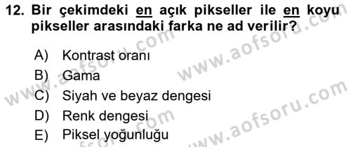 Dijital Video Kurgu Ve Efekt Dersi 2023 - 2024 Yılı Yaz Okulu Sınav Soruları 12. Soru