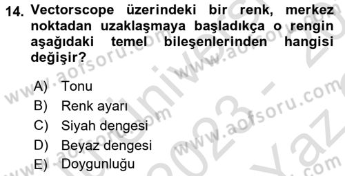 Dijital Video Kurgu Ve Efekt Dersi 2023 - 2024 Yılı Yaz Okulu Sınav Soruları 14. Soru