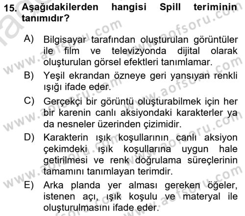 Dijital Video Kurgu Ve Efekt Dersi 2023 - 2024 Yılı Yaz Okulu Sınav Soruları 15. Soru