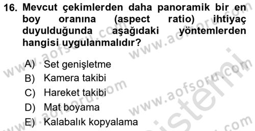 Dijital Video Kurgu Ve Efekt Dersi 2023 - 2024 Yılı Yaz Okulu Sınav Soruları 16. Soru