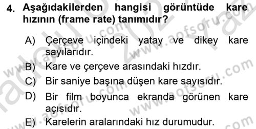 Dijital Video Kurgu Ve Efekt Dersi 2023 - 2024 Yılı Yaz Okulu Sınav Soruları 4. Soru