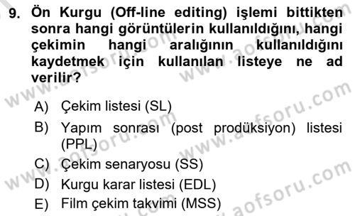 Dijital Video Kurgu Ve Efekt Dersi 2024 - 2025 Yılı (Vize) Ara Sınav Soruları 9. Soru